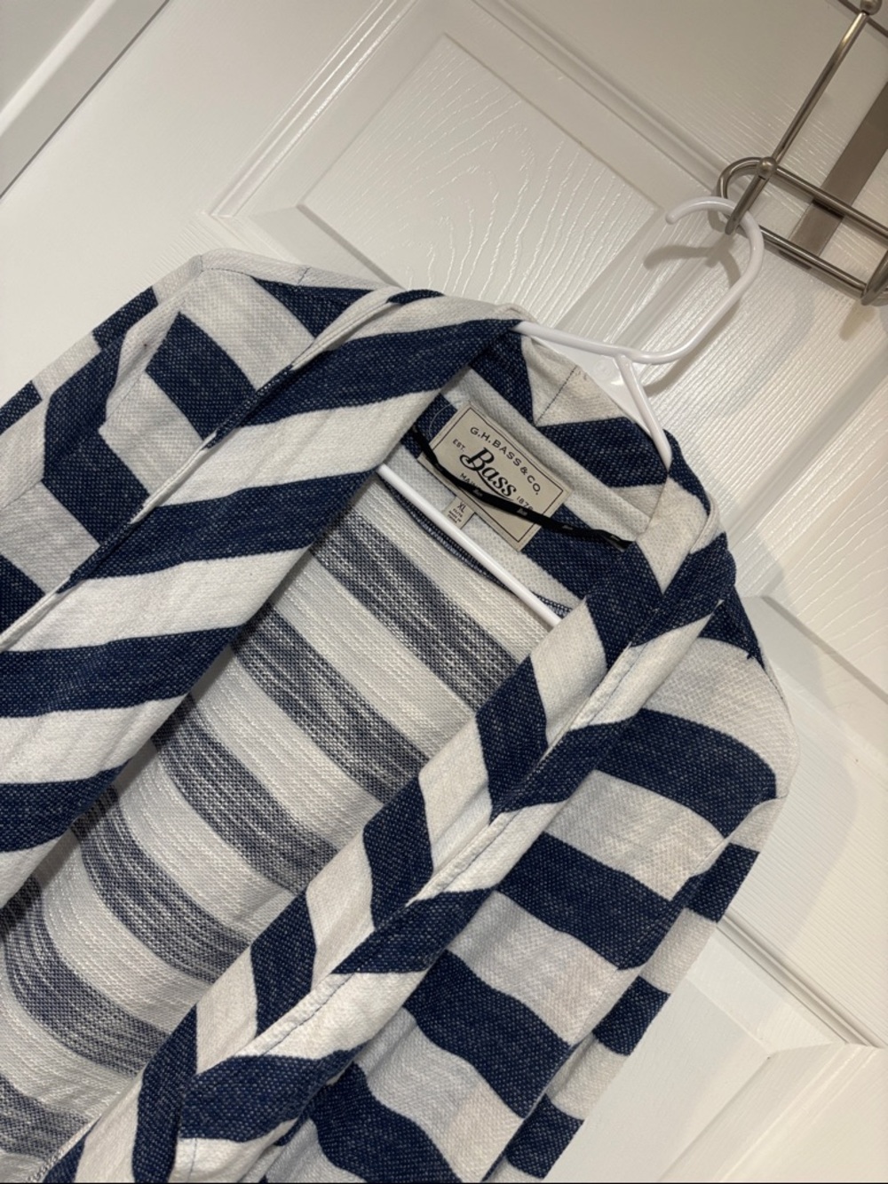 G.H. BASS & CO Striped Open Cardigan - Navy and White
